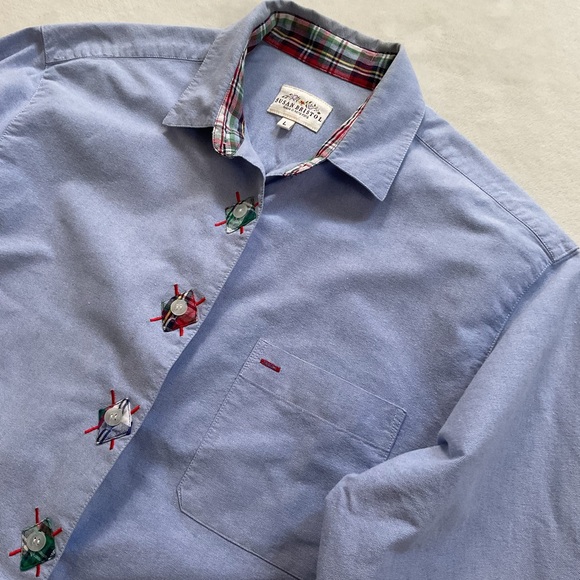 Vintage Susan Bristol Women’s Cotton Oxford Shirt – Button Down, Plaid Trim - Picture 6 of 16